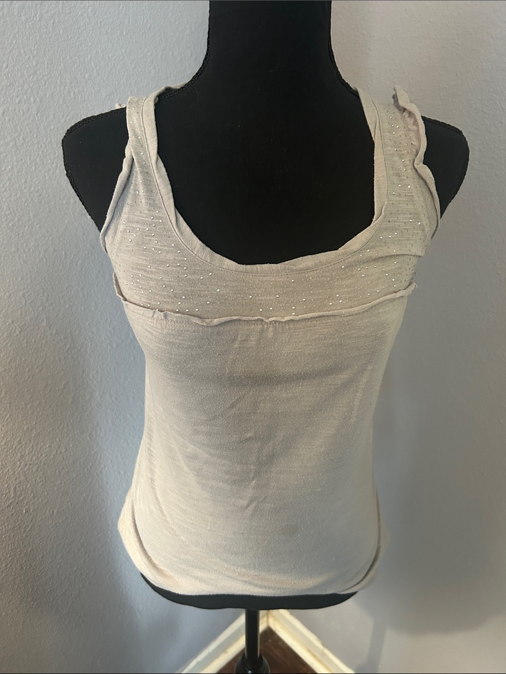 Exhilaration Women Gray Tank Top with Subtle Sparkle Size Small